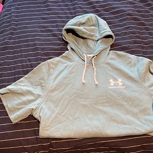 Short sleeve hoodie / teal blue